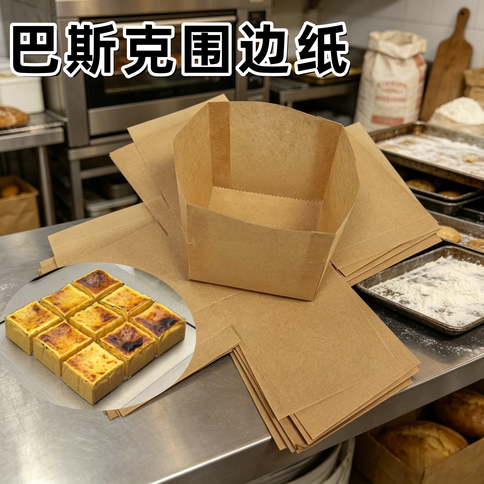 巴斯克油纸方形巴斯克蛋糕围边纸图片