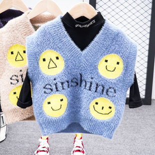 童装2024年秋冬新款男女童针织马甲外穿宝宝韩版洋气儿童毛衣背心