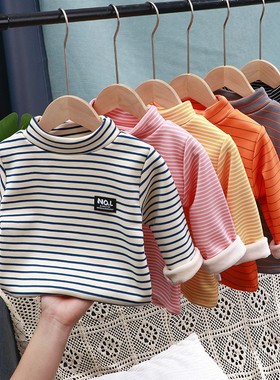 中小童秋冬季打底衣男女宝宝保暖内衣童装冬款高领儿童加绒加厚衣