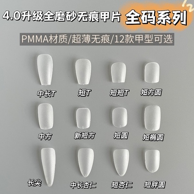 乐檬美甲全码甲片系列 全磨砂免刻磨超薄无痕全贴半贴穿戴甲甲片