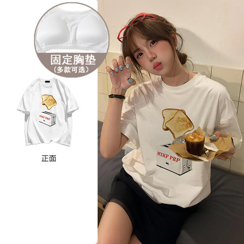 夏季chic松弛慵懒风纯棉圆领印花