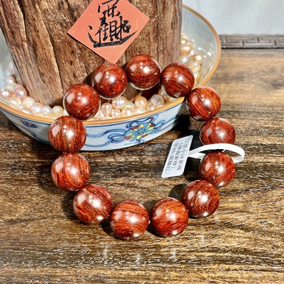 印度小叶紫檀（檀香紫檀）琴料·黑沁·精工正圆18mm手串13颗
