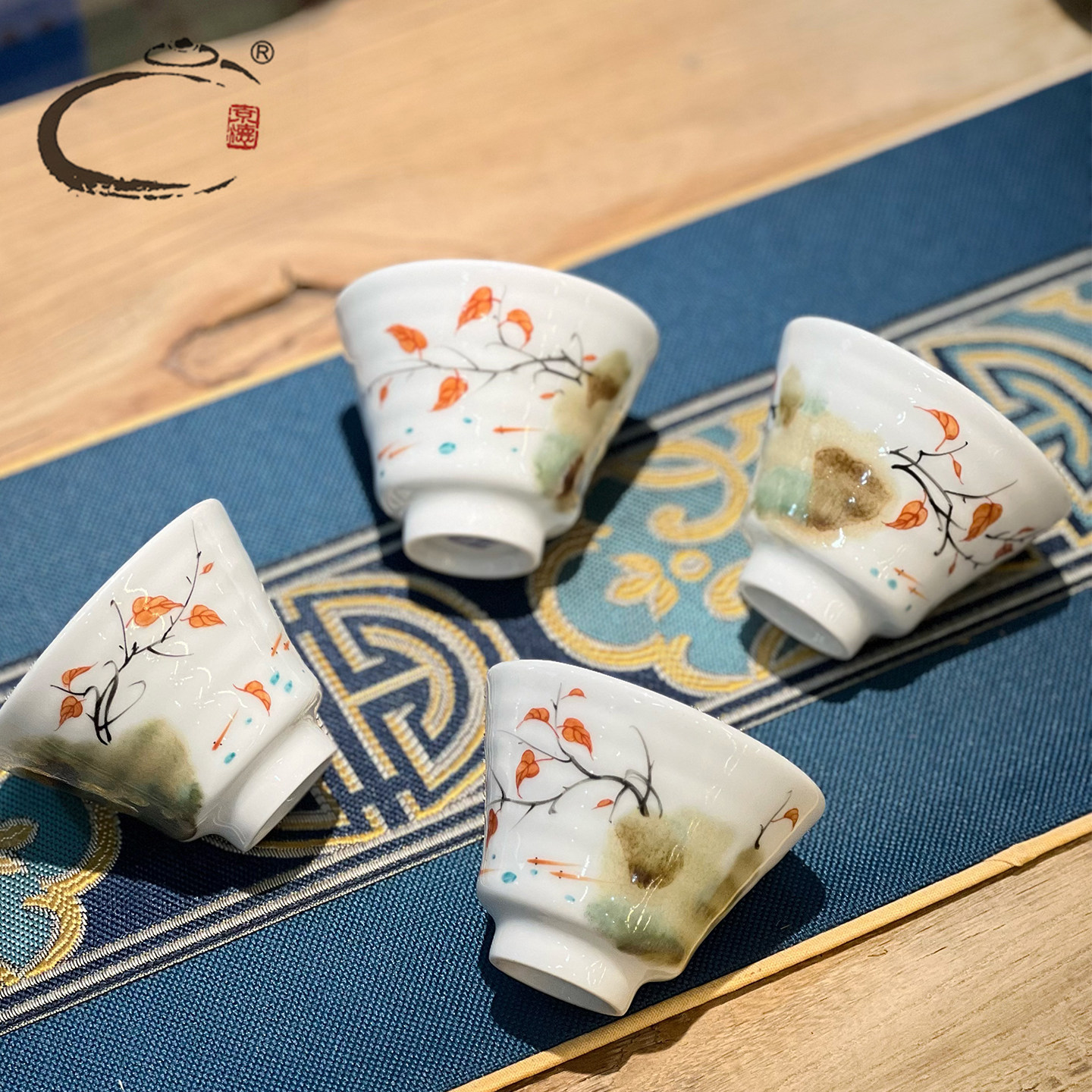 贵和祥景德镇手绘花卉品茗杯4只图片