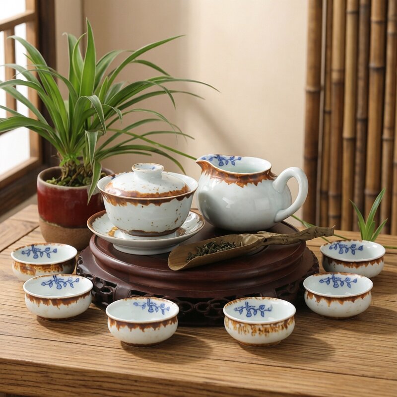 贵和祥陶瓷手绘商务礼品茶具图片