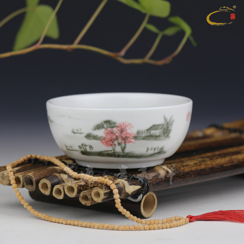 贵和祥功夫茶杯 景德镇手绘陶瓷茶杯家用杯子主人杯 珠光釉品茗杯