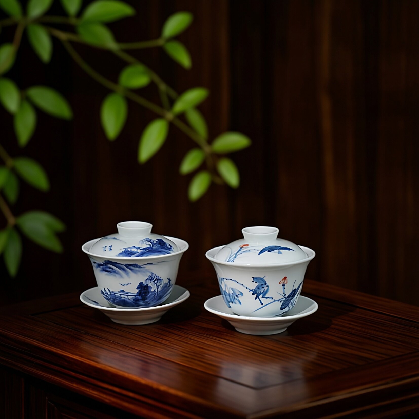 三才陶瓷手绘功夫茶具京德青花图片