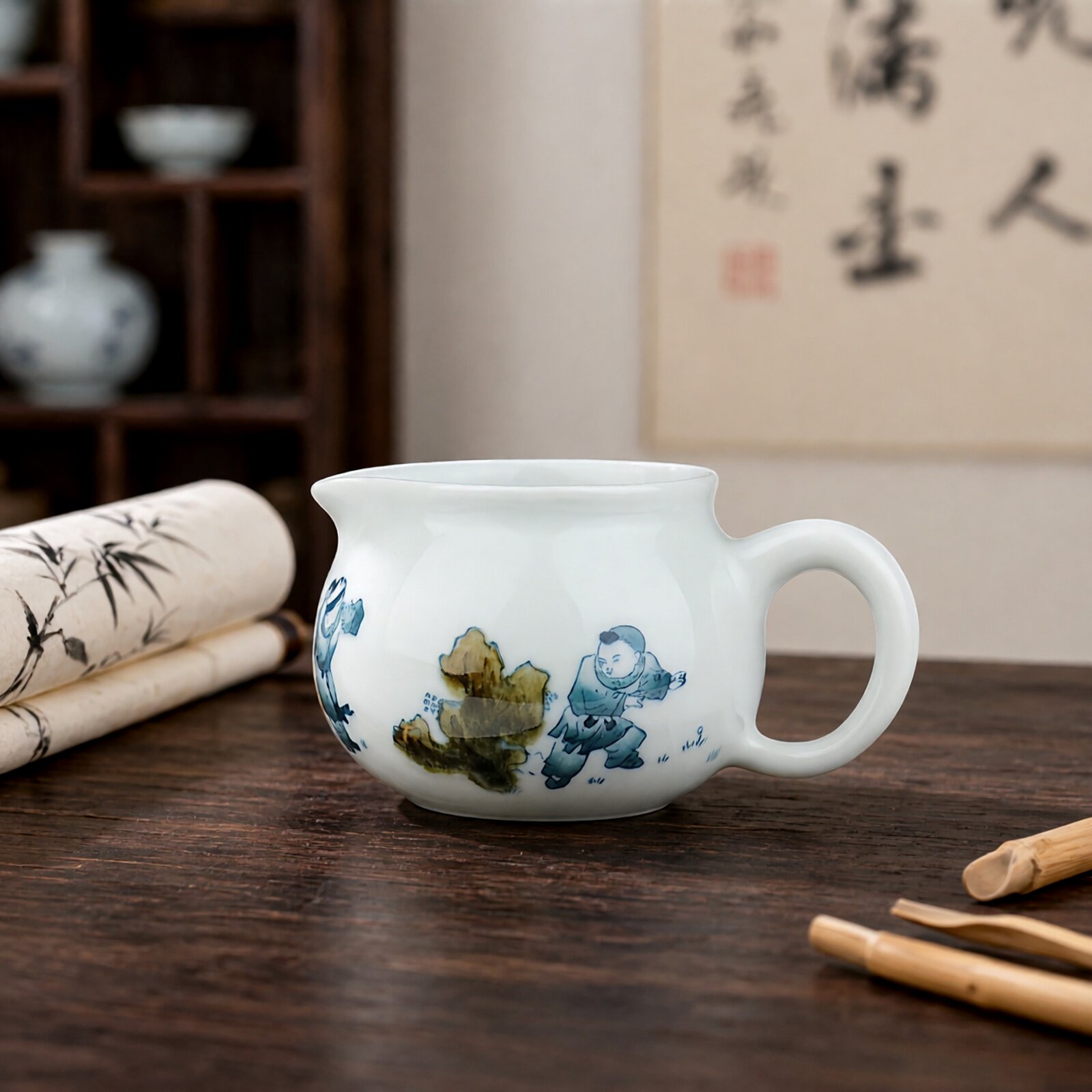 贵和祥陶瓷公道杯茶具配件手绘分茶杯景德镇中式窑变匀茶器茶台
