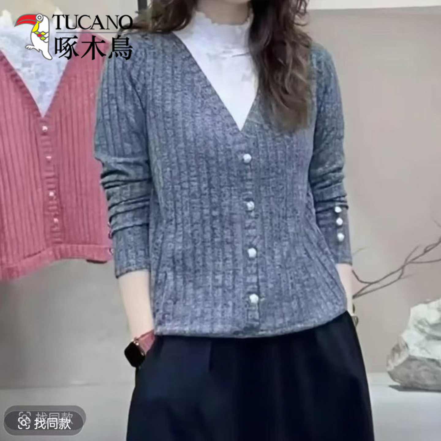 啄木鸟2025秋季爆款蕾丝拼接气质假两件针织衫显瘦百搭高领上衣