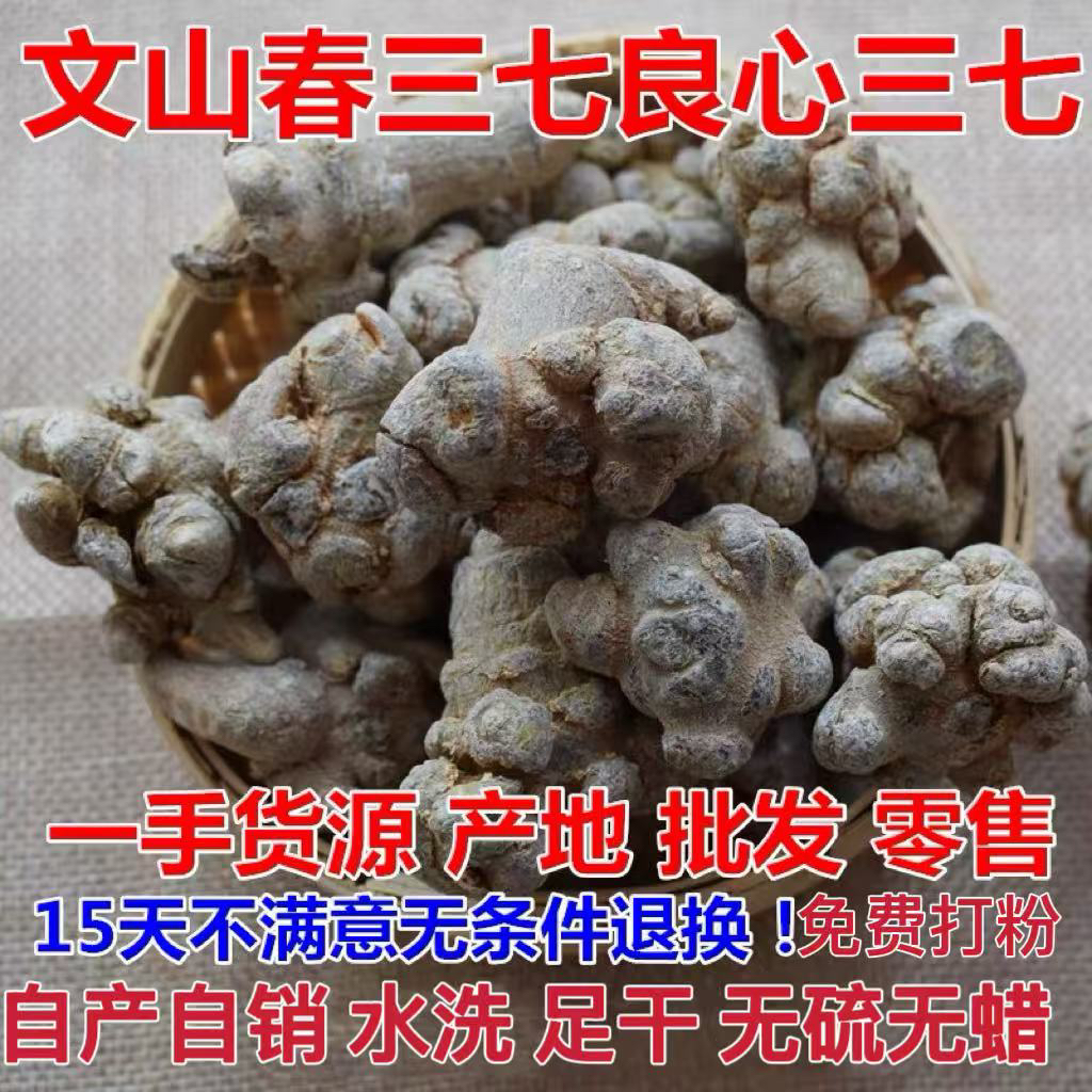 正宗云南文山特产春三七无剪口田七20头30头40头三七可代打粉包邮