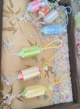 甜心小玉米挂件节节高升挂件手工编织高级感DIY材料包/包挂/车挂