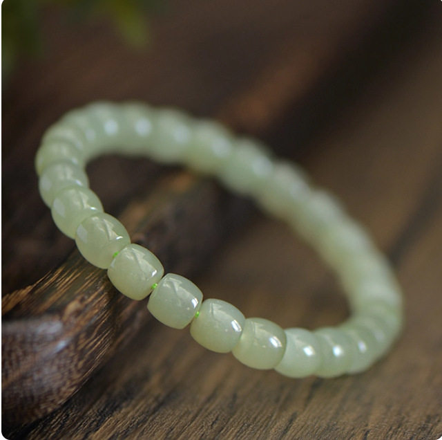 天然新疆晴水和田玉老型手串手链单圈男女送女友显白生日礼物