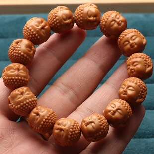 土豪原籽宝宝佛猴头核桃雕刻手串文玩光珠小籽佛头如来手持男单