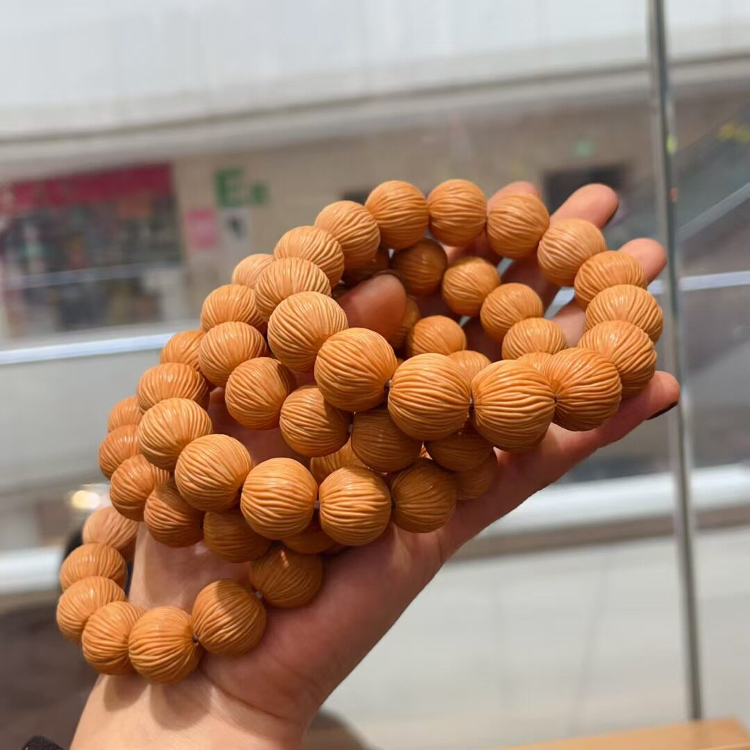 拉丝猴头手串土豪金丝猴桃核雕小核桃文玩桃核原籽橄榄核精雕圆珠