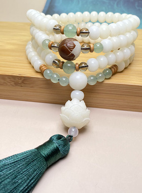 白玉菩提子108颗佛珠手链菩提根手串男女情侣项链