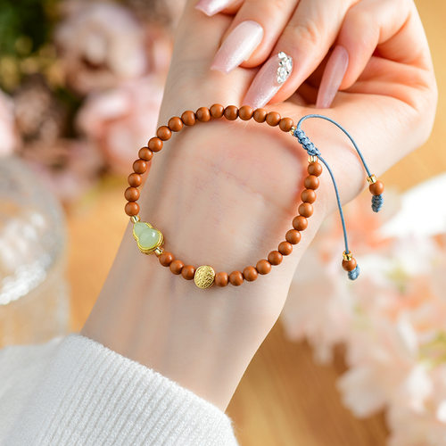 橄榄核圆珠玉髓葫芦手串手工编织原创手绳新中式佛珠文玩手链