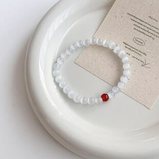 新中式清冷感猫眼石串珠手链轻奢小众设计手串简约夏日手饰
