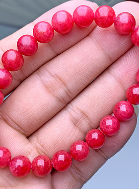 天然蔷薇石手链 蔷薇辉石圆珠时尚手串饰品 时彩珠宝厂家直销单圈