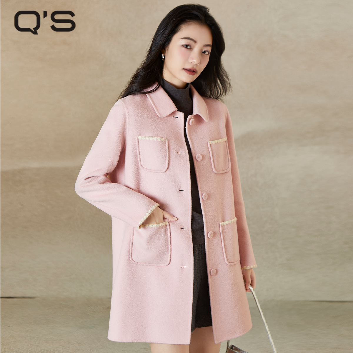 QS秸熙小香风双面呢大衣