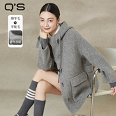 秸熙25冬新款 商场同款 绵羊毛学院风双面呢大衣廓形感连帽外套