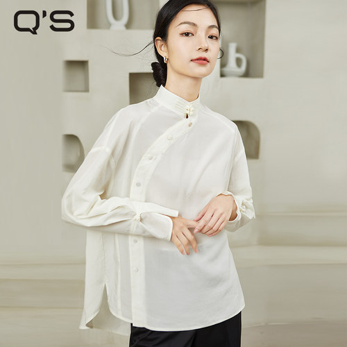 QS秸熙复古小立领衬衫