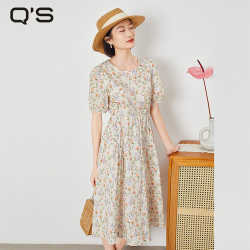 qs秸熙田园风印花连衣裙