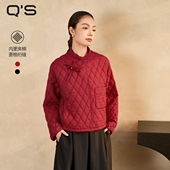 QS秸熙2026春冬新中式 轻国风盘扣棉服外套宽松廓型轻薄棉衣上衣潮