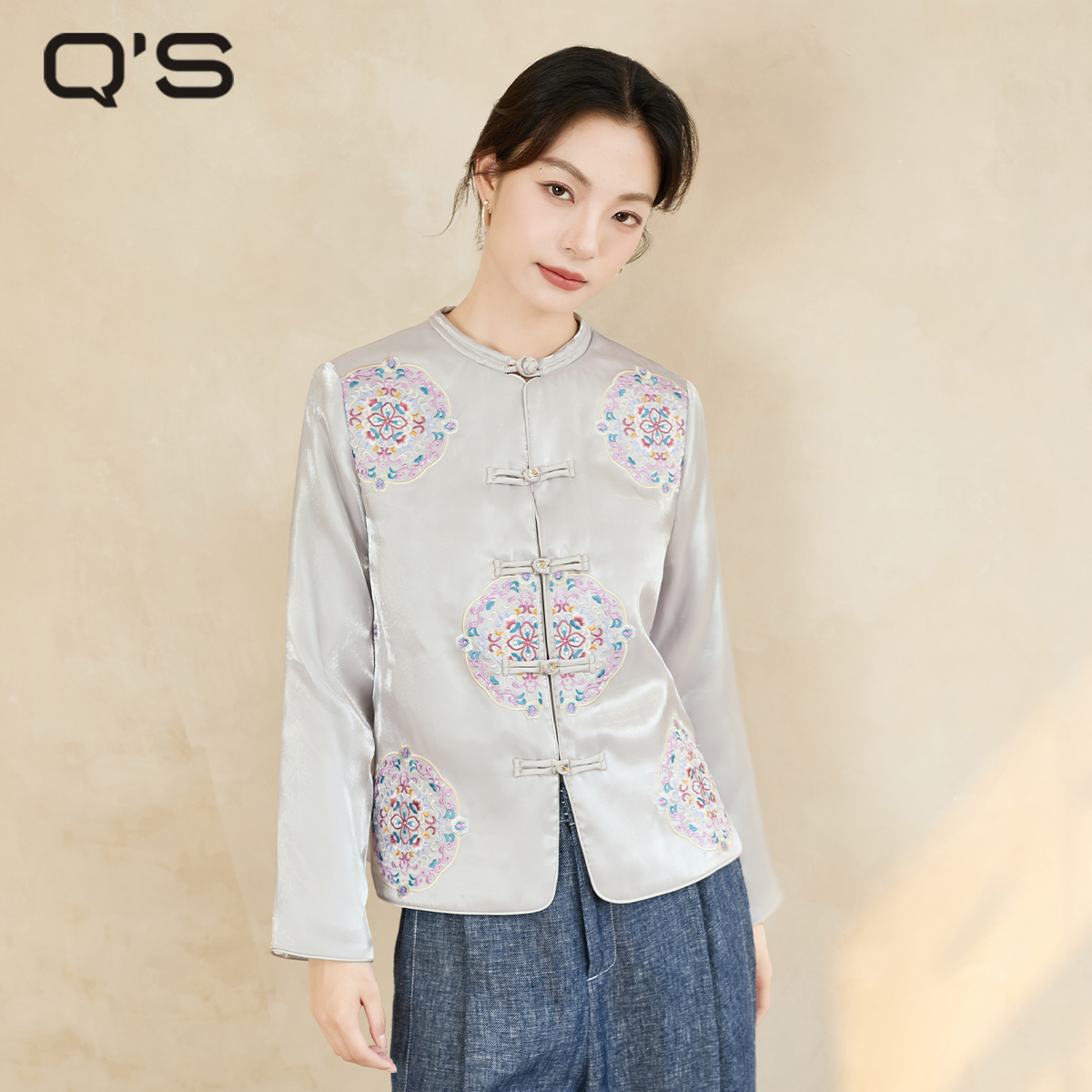 秸熙轻国风绣花棉服外套