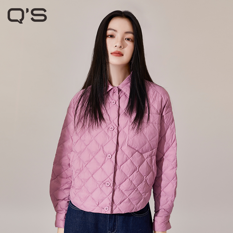QS秸熙轻薄款羽绒服衬衫式外套