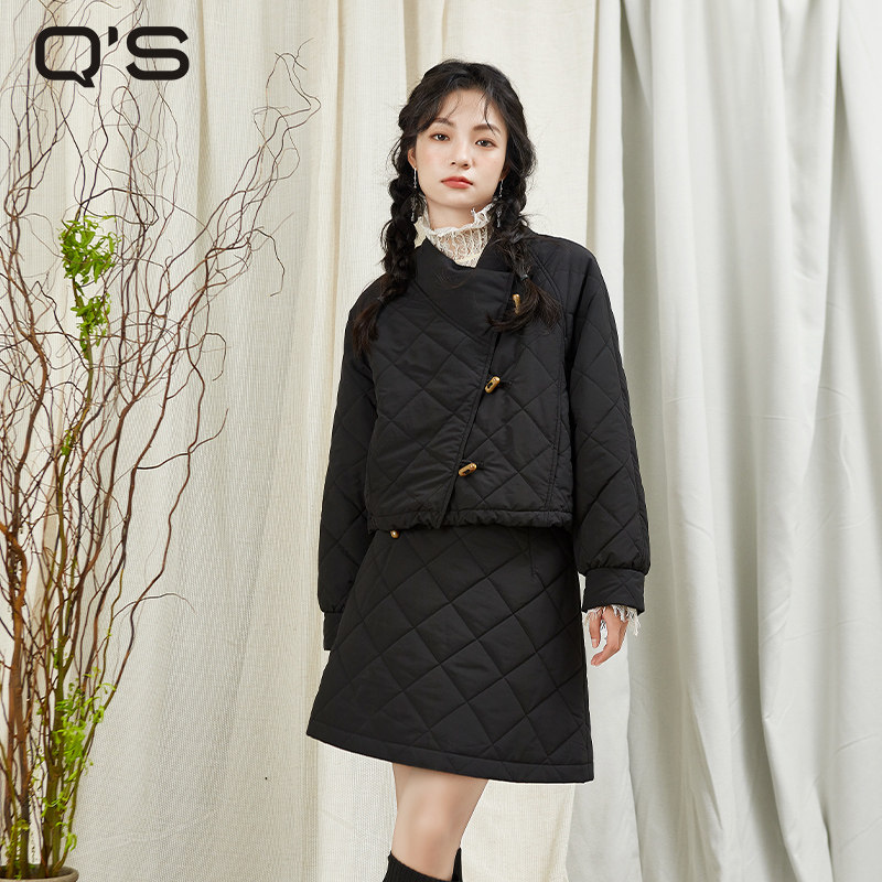 qs秸熙春秋绗棉服套装轻国风气质短外套A摆半裙小个子显瘦棉衣潮,女装/女士精品,时尚套装,淘宝优惠券,粉丝福利购,淘宝优惠卷