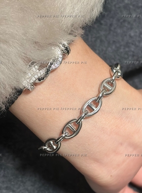 辣椒派精工钛钢不掉色猪鼻子ins博主款手链女 极简经典通勤时髦感