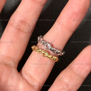 辣椒派 银色不掉色韩系编织缠绕爱心戒指女 闭口调节叠戴ins金色