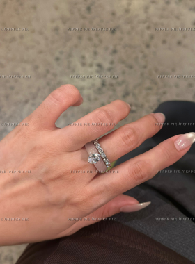 辣椒派 手拿把掐～s925纯银一克拉鸽子蛋白冰玉髓戒指女 轻奢指环