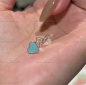 耳钉女 辣椒派洗澡免摘 绝美夏日tif蓝滴釉爱心ab款 甜美耳饰设计