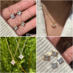 辣椒派 洗澡免摘星河30分独钻星星套链女 环保钛钢镀金圣诞风项链