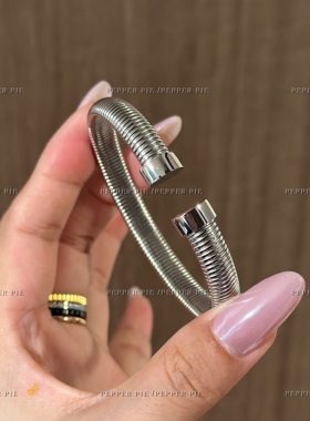 辣椒派 不掉色钛钢煤气管 双头弹簧手镯女欧美复古时髦高级感配饰