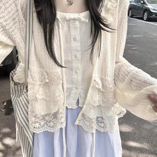 外套 波西米亚钩花镂空防晒罩衫 女外搭长袖 针织上衣短款 小披肩开衫