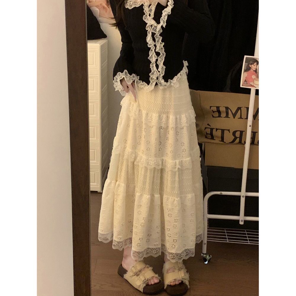 韩系秋冬甜美温柔磨毛加绒蕾丝蓬蓬小个子拼接超仙蛋糕半身裙女装,女装/女士精品,大码半身裙,淘宝优惠券,粉丝福利购,淘宝优惠卷