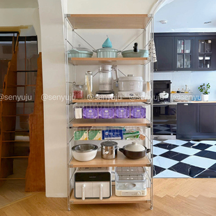 小家电置物架落地书架锅具厨房微波炉收纳储物架定制 日式 51深