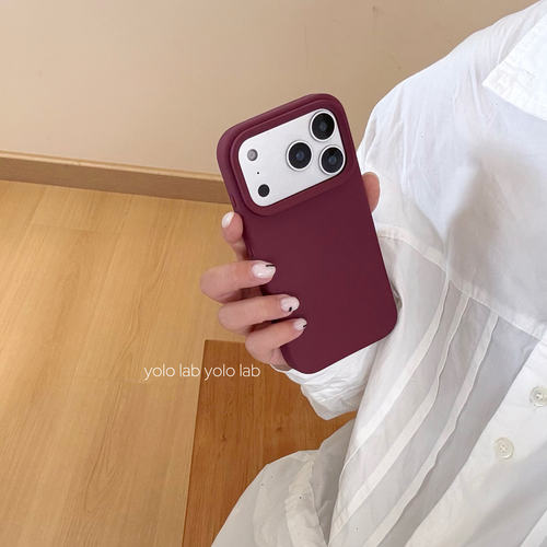 YOLO LAB简约高级感梅子纯色液态硅胶经典软糯亲肤手感iphone16适用15苹果14pm手机壳17全包防摔13pro保护套