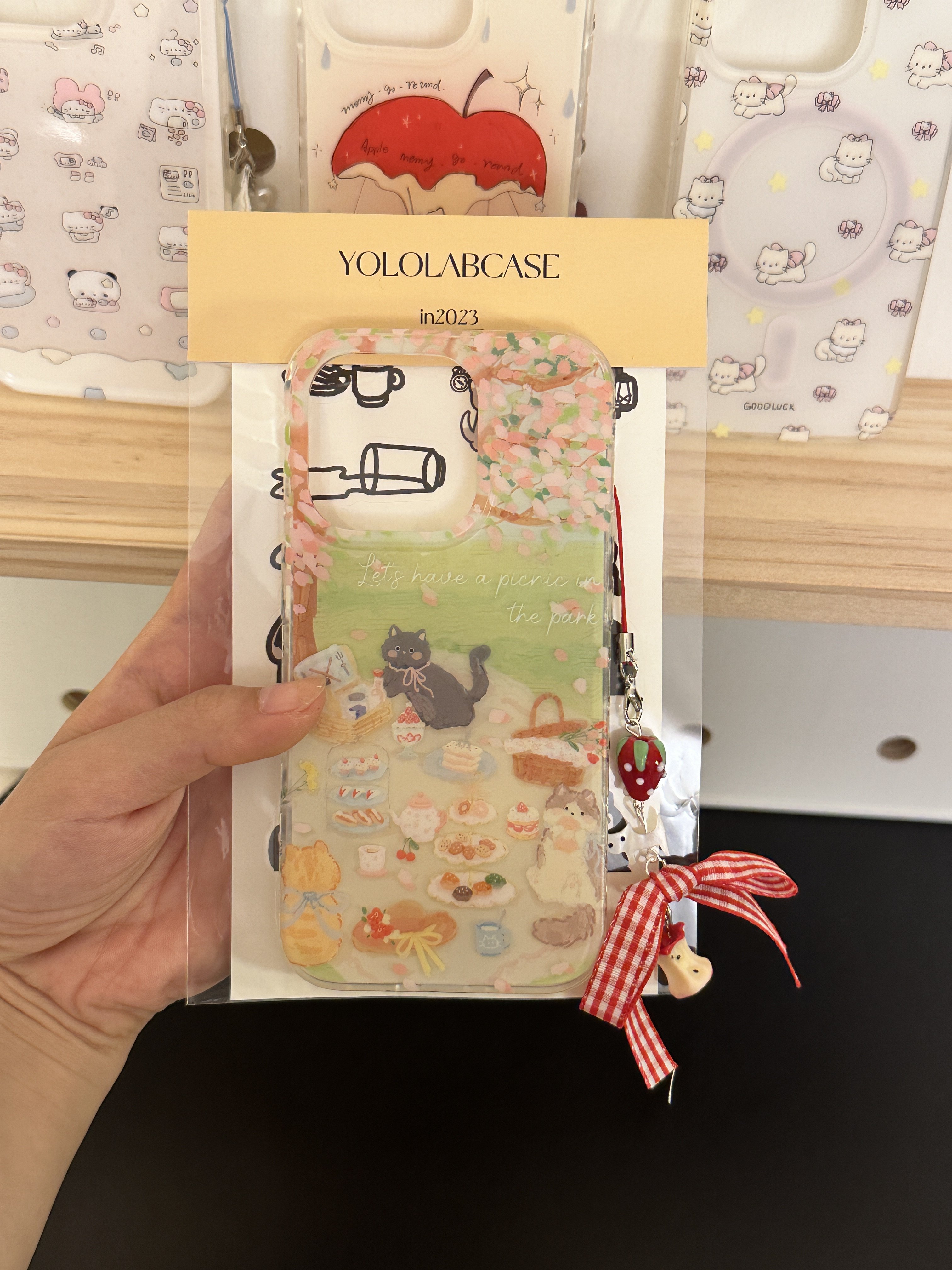 法式甜品和小猫咪卡通苹果手机壳