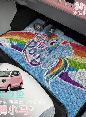 新款奔腾小马汽车脚垫卡通丝圈耐磨可水洗小马宝莉女士内饰装饰