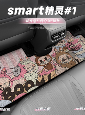 适用于新款smart精灵#1号斯玛特汽车脚垫卡通丝圈防水地垫拉布布