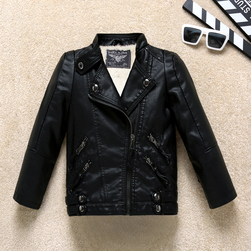 女童皮衣外套2025秋冬新款机车休闲男童女童皮夹克翻领儿童皮衣潮