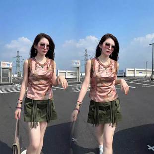 高级感气质显瘦无袖 新中式 新款 国风套装 上衣半身裙两件套潮 女夏季