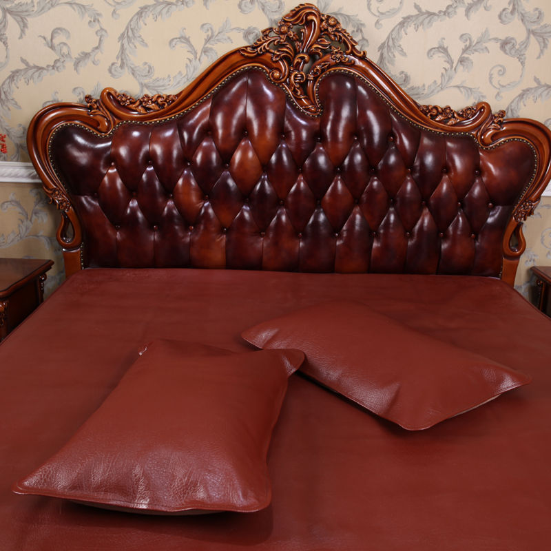 头层牛皮席纯色无拼接牛皮枕套 夏凉折叠式整张牛皮枕席 厂家直销