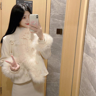 新中式轻国风冬装留洋千金旗袍小香风羽绒服花棉袄新年战袍套装裙