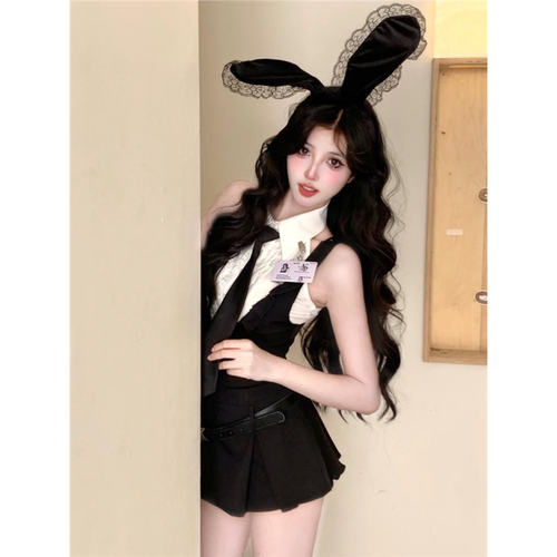 两只水仙 美高坏学姐 背带裙裤收腰背心马甲学院辣妹套装美式夏款