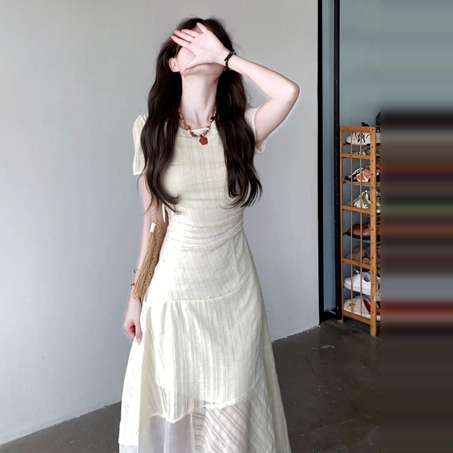 巨好看法式独特漂亮掐腰连衣裙子女夏季2025新款爆款修身鱼尾长裙