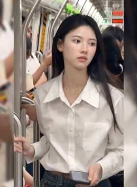 白色防晒衬衫上衣2025年入秋新款高级感爆款小衫长袖薄款衫衣女装