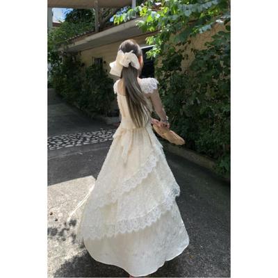 浮云白日法式设计感蕾丝花边汉服